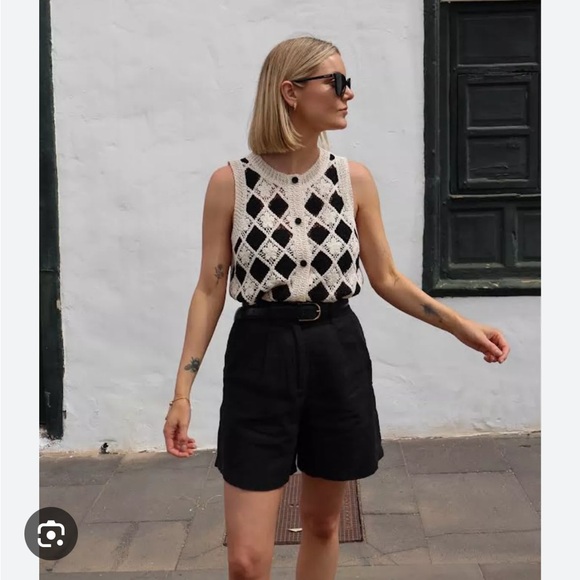 Sezane Ron Top Black Ecru - Size S - Picture 2 of 2